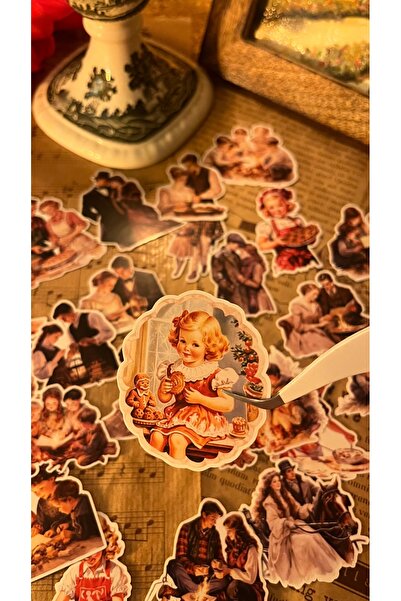 NONA Vintage Figürler Sticker Seti / 24 adet tam çıkartma / Bullet Journal / ...