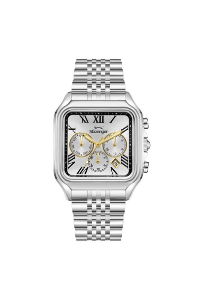 Slazenger Sl.09.2547.2.05 Square Dial Steel Cord Steel Case 10 Atm Water Resistant Metallic Color