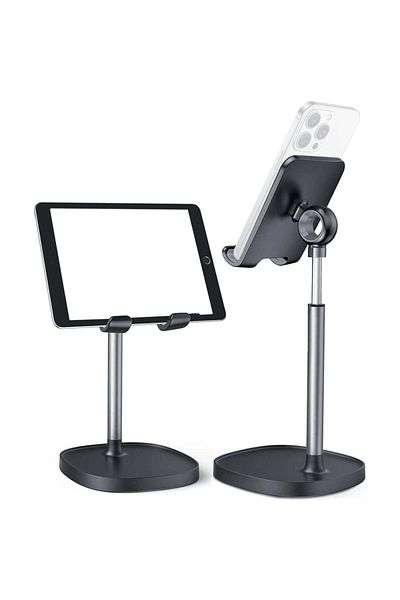 Elindor Universal Desk Phone/Tablet Holder, Adjustable, Anti-Slip, Ergonomic, 4-10 inch, Black