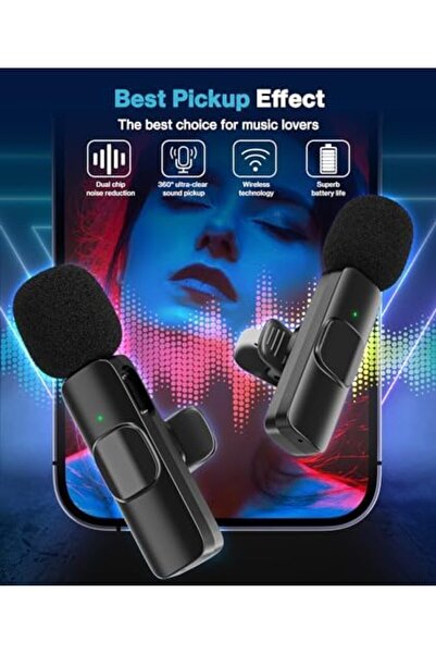Generic Gicorino Wireless Lavalier Microphone for iPhone, Wireless Mic for iPhone15 with Noise Reduction Chi