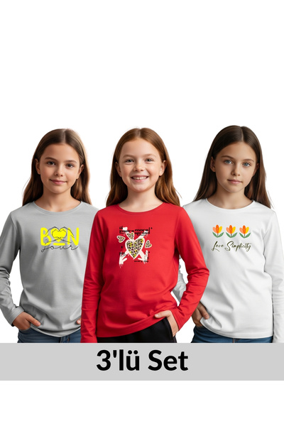 panios kids PULOVER DE 3 PIECE CU GAT ROTUND CU DETALII DE PRINT