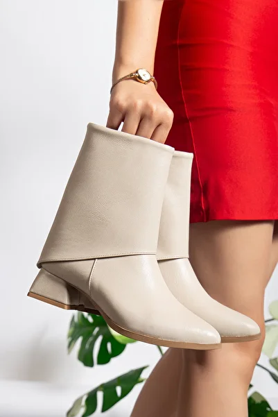 MODA MHS Eslem Skin Women's Thick Heel Pointed Toe Boots