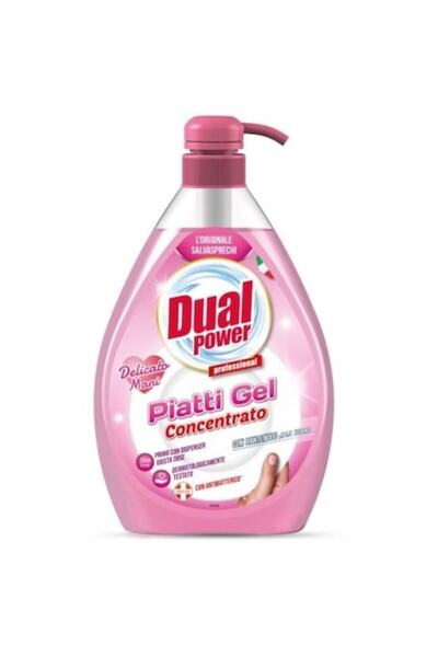 Dual Power Dishwashing Detergent, Gel, Super-Concentrated, Dual Power, Gentle on Hands, 1L