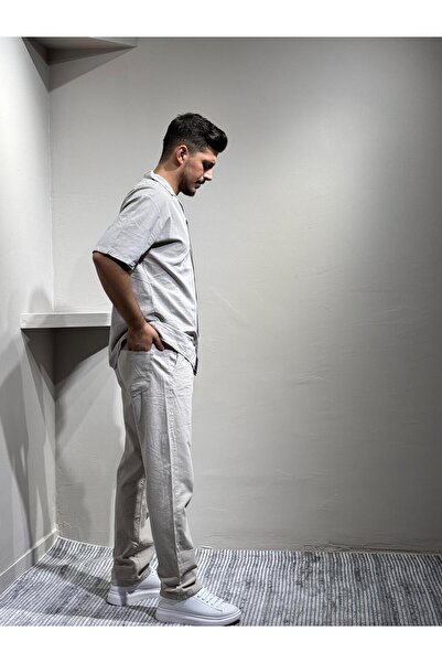 blayn jeans Shirt Pants Men's Linen Suit Oversize Fit