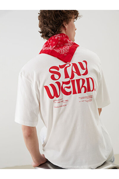 LC Waikiki RMZ GİYİM FARKIYA تي شيرت رجالي من القطن الممشط مطبوع عليه ياقة روبا