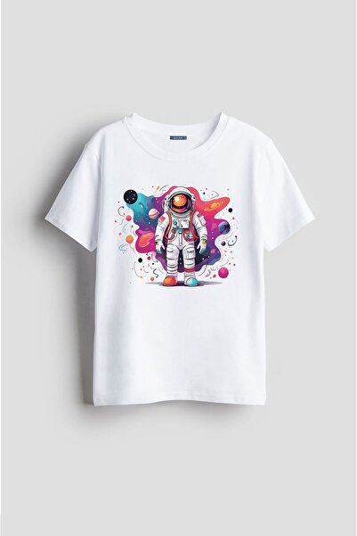 Darkia تي شيرت للأطفال مطبوع عليه رسم نمط جالاكسي كواكب الفضاء لرائد الفضاء ب...