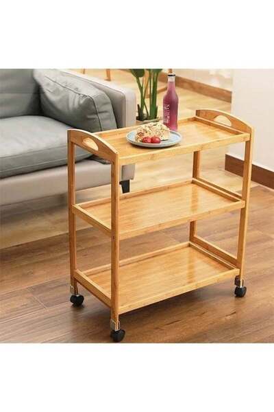 Arma طاولة تقديم متدحرجة بنية اللون بثلاث طبقات