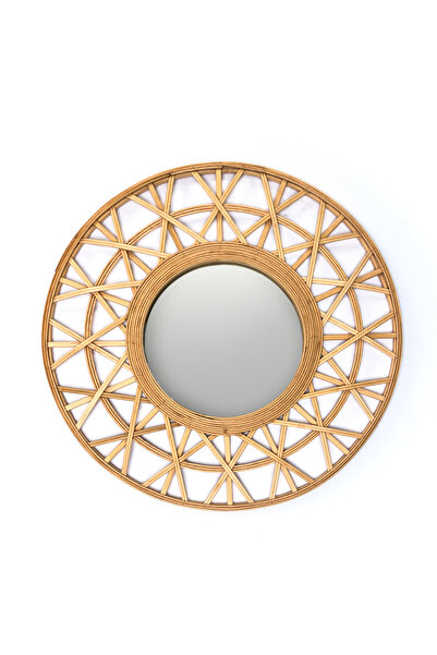 GOGOWOOD Yuvarlak Kesişim Desenli Bambu Ayna - El Yapımı Bambu Ayna | Bohem &...