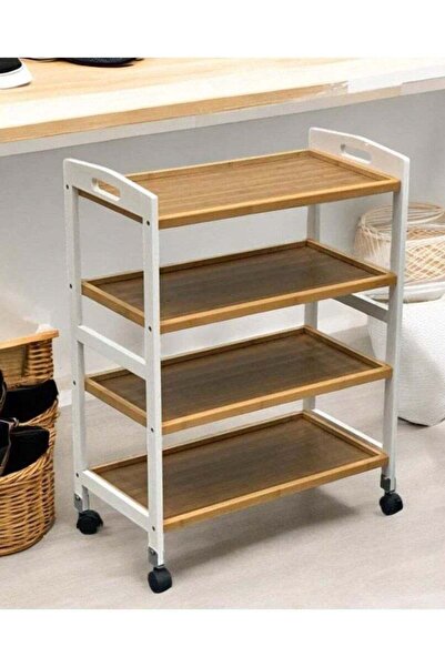 Arma Brown 4-Tier Rolling Serving Table