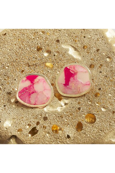 NARRU Handmade earrings, pink, translucent and gold, Arya 49