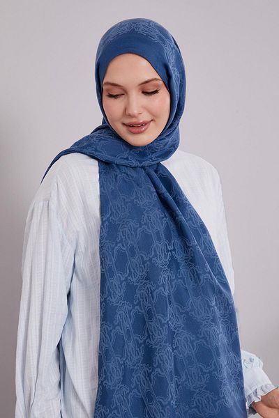 Levidor Indigo Tuğra Pattern Grazia Shawl