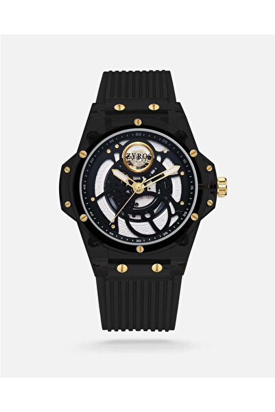 Arkaan ساعة رجالية بسير ربل بلون أسود