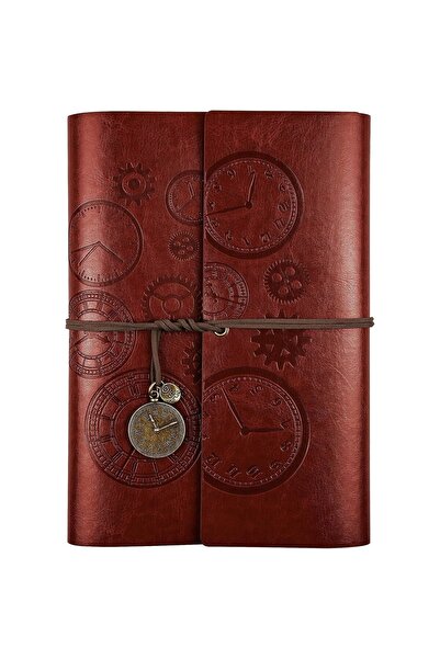 OEM Spiral diary, gift for and women, classic vintage embossed pendants, 23x16.5cm (A5, brown)