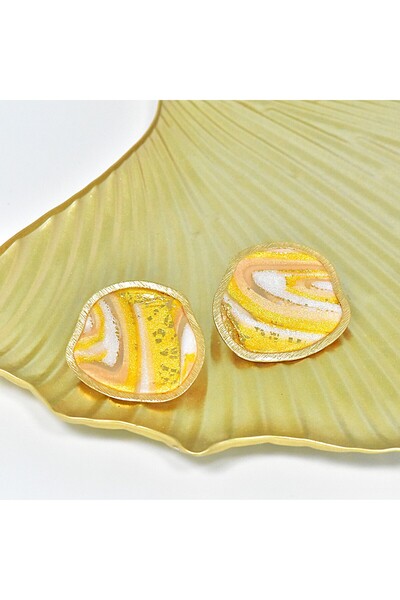 NARRU Handmade earrings, yellow, white, gold Arya 25