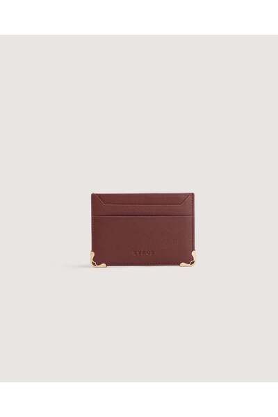 Arkaan Women's leather wallet and keychain in oud color