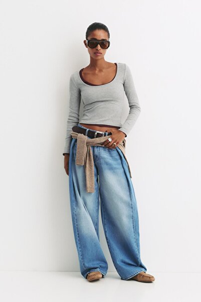 Pull & Bear Fitilli bisiklet yaka tişört