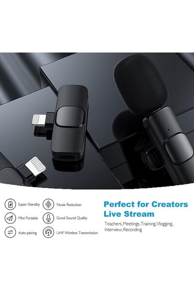 Shopi NEW Wireless Mic Compatible For iPhone, Plug-Play Recording Mini Mic with Noise Reduction and Auto S