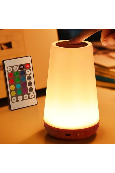 The Bros مصباح ديليو اللمسي - مصباح LED قابل للتعتيم بجانب السرير مع منفذ USB