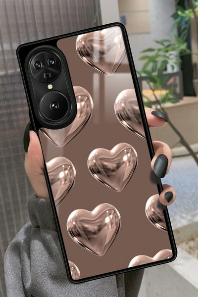 Reeder S19 Max Pro S EDGE Uyumlu Kahverengi Kalp Tasarımlı Glossy Premium Kılıf