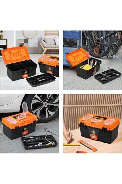 Lawazim 18-inch Plastic Toolbox Organizer — Durable, Weather-Resistant with Secure Latch and Remov