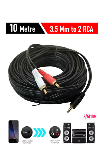 Vwin 2RCA 3.5Mm Stereo Lale 2 x RCA Aux Ses Kablosu (10 Metre)