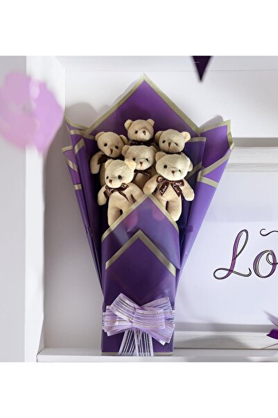 Sole Plush Teddy Bear 90 cm Bear and Purple Plush Teddy Bear Bouquet Gift for Lover Birthday Special Day Set