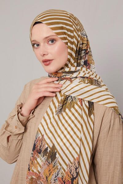 Levidor Cream Pine Pattern Cotton Shawl