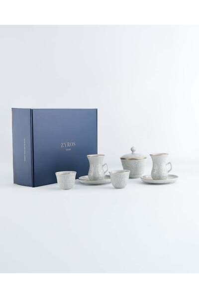 Arkaan طقم فناجين قهوة وشاهي باللون الأبيض