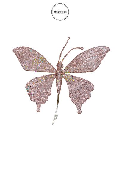 Dekorsende Latched Glitter Butterfly Pink 15 cm