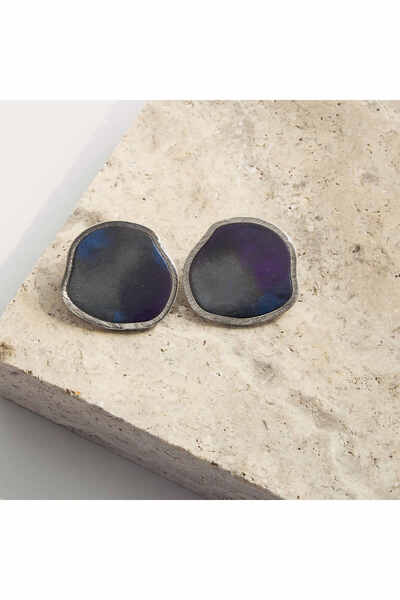 NARRU Handmade earrings, silver, navy blue, purple, Arya 09