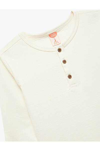 Koton Cotton Buttoned Ecru Baby Boy Long Sleeve T-Shirt 6Wmb10053Tk
