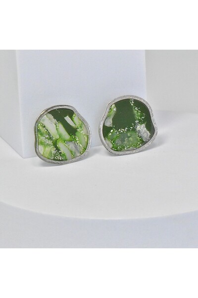 NARRU Handmade earrings, green, translucent, silver Arya 26
