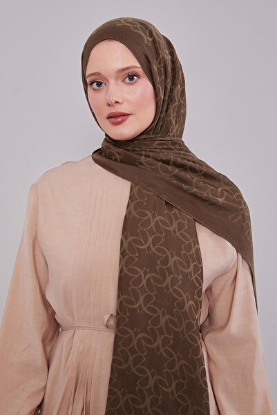 Levidor Khaki Geometric Pattern Grazia Shawl