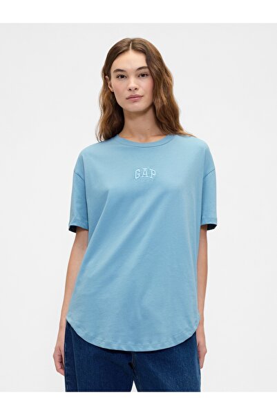 GAP Kadın Mavi Arch Logo T-Shirt