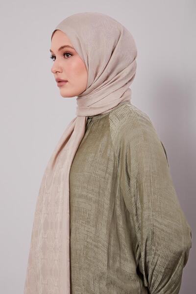 Levidor Beige Tuğra Pattern Grazia Shawl