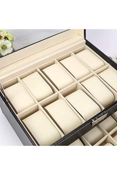 PADOM PU Leather Watch Box, Watch Holder, Watch Organizer with Glass Lid, Watch Case with Removable
