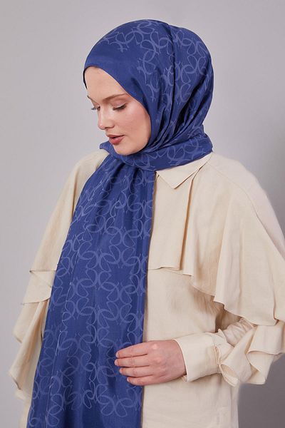 Levidor Indigo Geometric Pattern Grazia Shawl