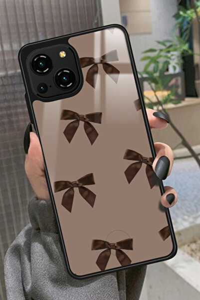 Reeder S23 Pro Max Uyumlu Kahverengi Kurdele Tasarımlı Glossy Premium Kılıf