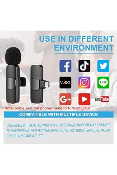 Generic NEW Wireless Mic Compatible For Phone(USB-C), Dual Wireless Microphone for Video Recording, Live Str