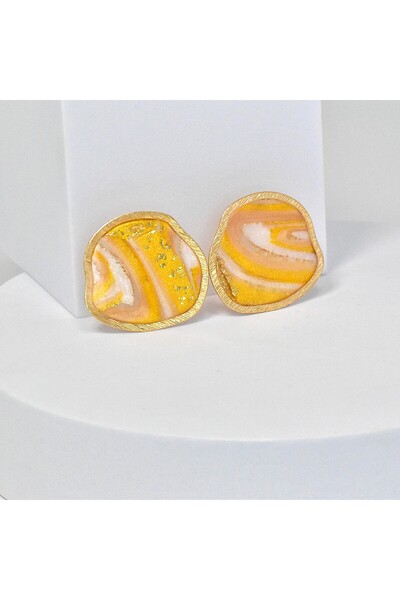 NARRU Handmade earrings, yellow, white, gold Arya 25