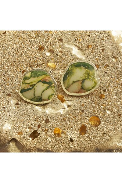 NARRU Handmade earrings Arya, green and gold, 10
