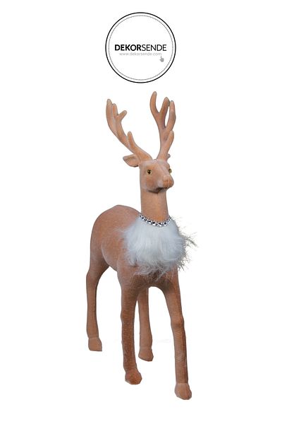 Dekorsende Christmas Ornament Flocked Antlered Deer Figurine Pink 33 cm
