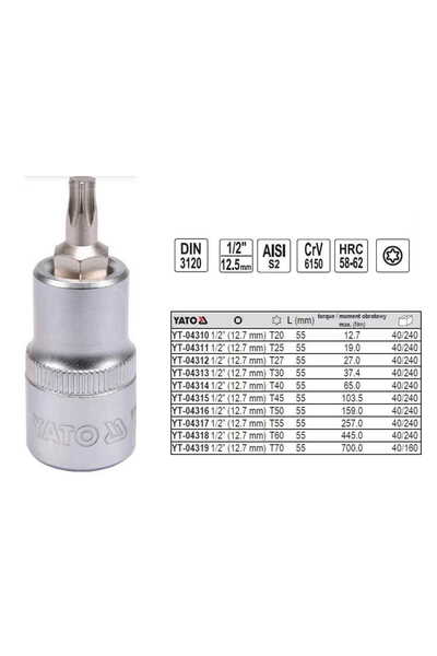 yato Cheie Torx 1/2" T55x55mm