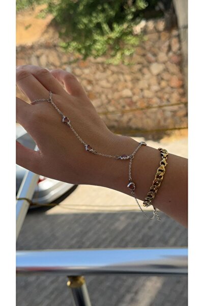 charmove ile kendinizi şımartın Kadın 5 Kalpli Gümüş Renk Şık Özel Tasarım Şa...