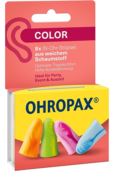 OHROPAX Uyku Gürültü Önleyici Seyahat Kulak Tıkacı Renkli Kulaklık 8 Li