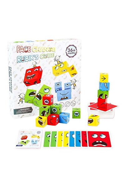 Generic لعبة بناء مكعبات مطابقة المكعبات الخشبية المتغيرة الوجوه