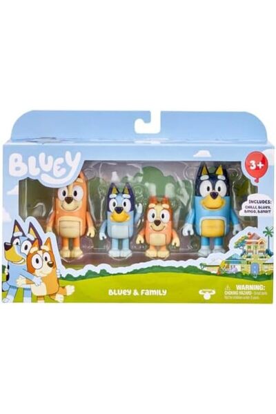 bluey Family Poseable Figures Pack of 4, 2.5 inch / 3 inch Size, Multicolor