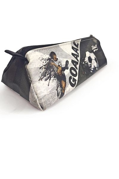 Limmy Pencil Case Black White Football Triangle Pencil Case Jumbo Vegan Leather Pen Holder