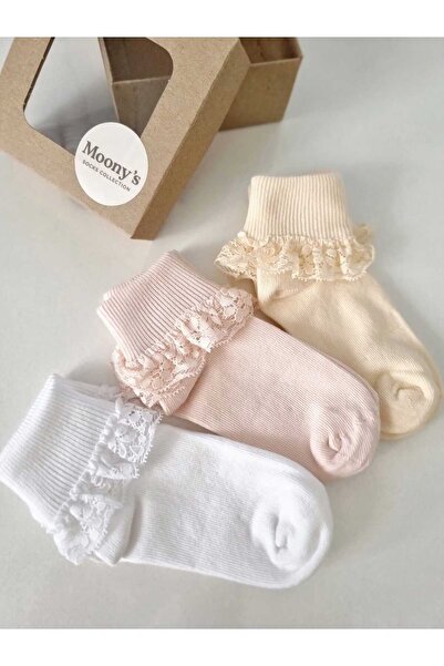 Moonys Socks Collection Комплект дантелени чорапи за бебета и деца, 3 броя - ...