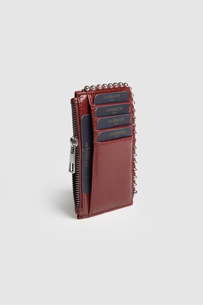 La La'Graccio Paris La'Graccio Paris Women's Pena Stapled Card Holder Wallet Claret Red